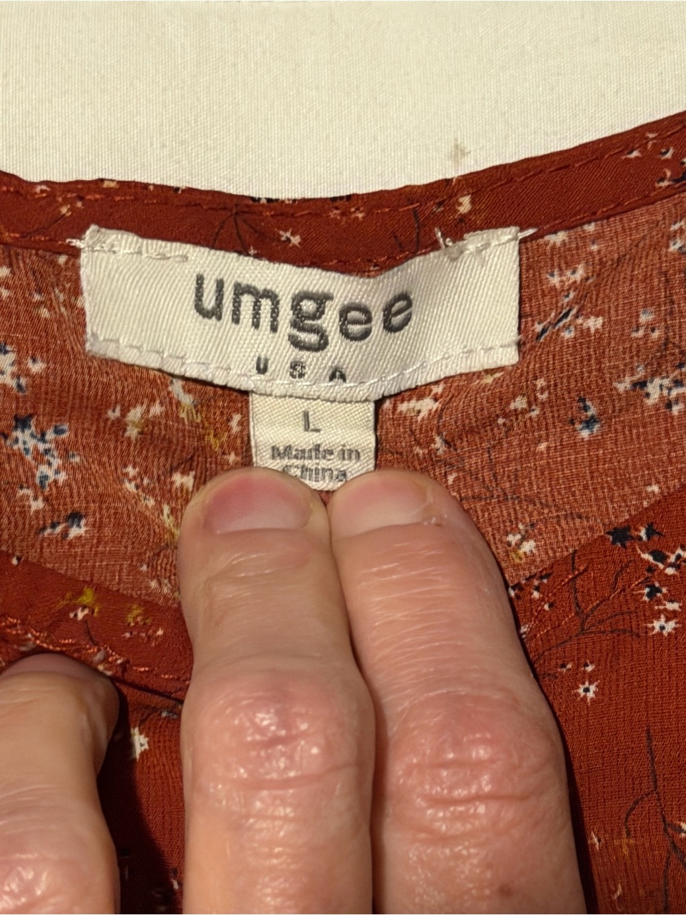 Umgee Rust Red Floral Ruffle Sleeve Tunic - Picture 2 of 6